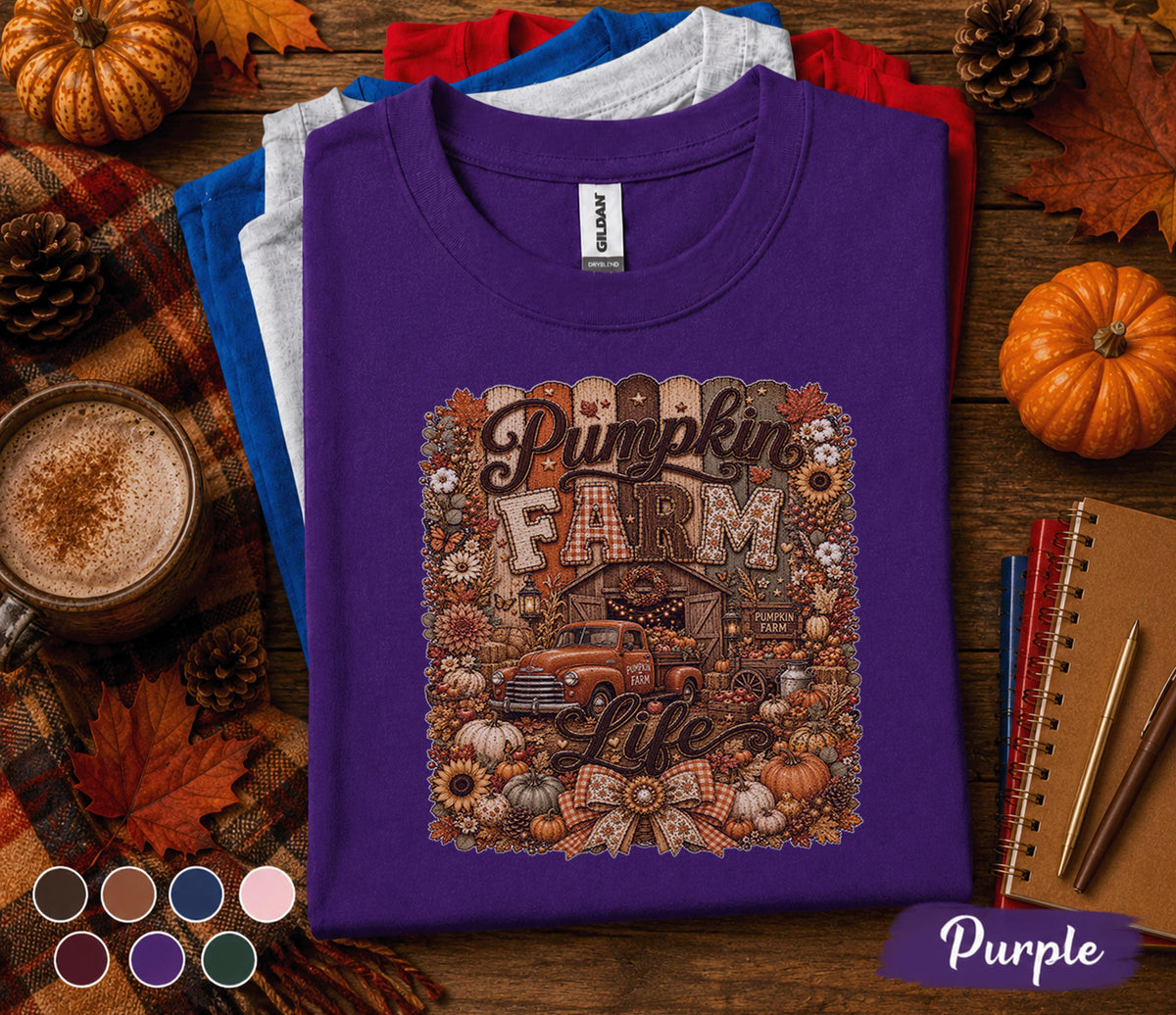 Pumpkin Farm Life Shirt, Cute Fall Pumpkin Patch Tee, Rustic Autumn Harvest Shirt, Thanksgiving Farmhouse Shirt, Cozy Fall Gift for Her