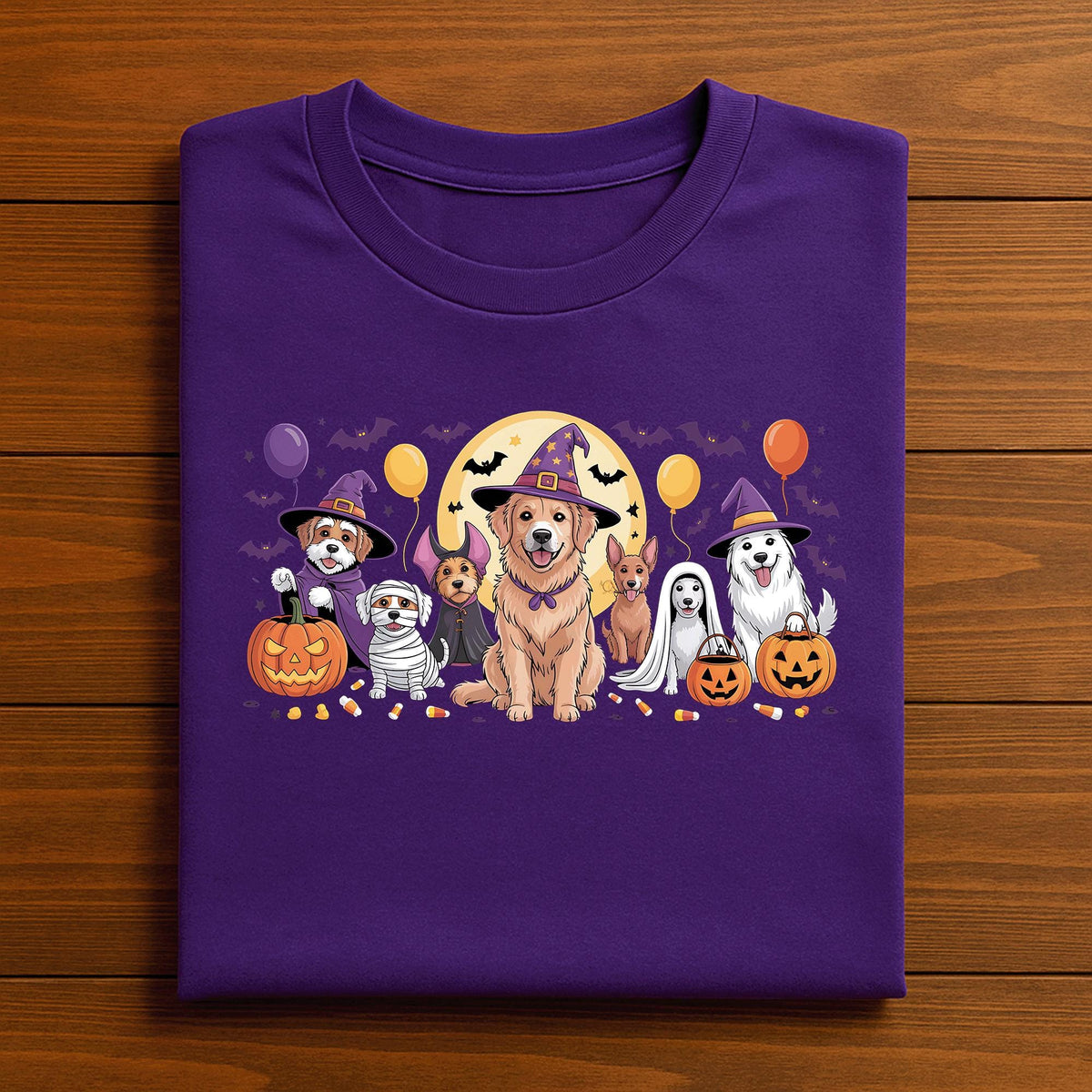 Halloween Dogs Party Shirt Spooky Ghost Pumpkin Witch Hat Costume Puppy T-Shirt Dog Halloween Pet Lover Dog Mom Fall Tee, Halloween Dog Tee