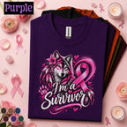 Breast Cancer Survivor Shirt, Pink Ribbon Wolf Tee, Im a Survivor Breast Cancer Awareness Shirt, Warrior Gift for Women, October Pink Tee