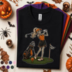 Skeleton Golfer Halloween Shirt, Funny Women Golf Tee