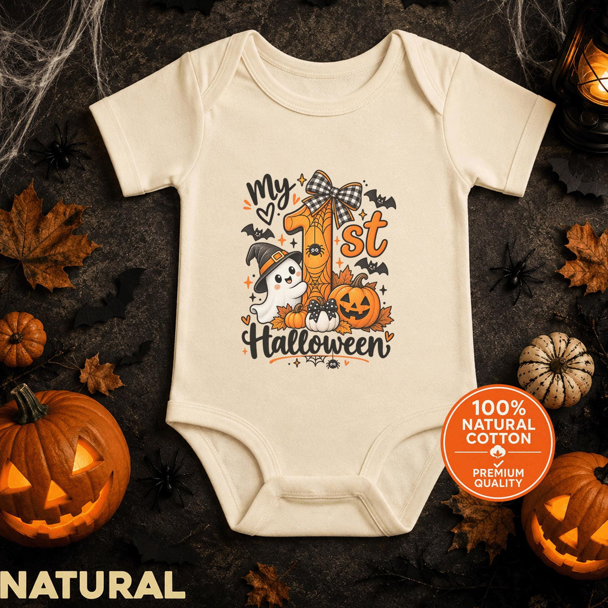 My First Halloween Baby Bodysuit, Cute Ghost Pumpkin Infant Onesie