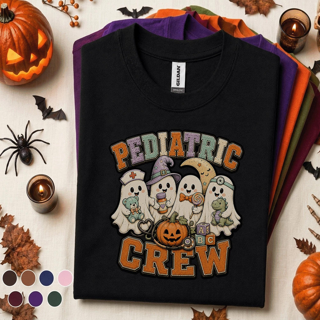 Pediatric Crew Halloween Shirt, Cute Ghost Nurse Tee