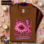 Breast Cancer Awareness Shirt, Pink Ribbon Butterfly Tee, Floral Cancer Support Shirt, October Awareness Gift for Survivor Women Mom
