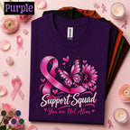 Breast Cancer Awareness Shirt, Support Squad Pink Ribbon Tee, You Are Not Alone Shirt, Butterfly Cancer Fighter Support Gift for Women