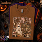 Halloween Vibes Ghost Shirt, Cozy Spooky Season Tee, Cute Cottagecore Ghost T Shirt, Vintage Fall Pumpkin Shirt, Autumn Ghost Lover Gift