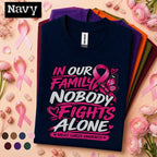 Breast Cancer Awareness Shirt, Nobody Fights Alone Family Tee, Pink Ribbon Butterfly Shirt, Support Squad Gift for Women Pink October