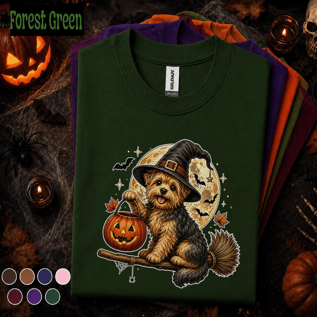 Yorkie Halloween Shirt, Witch Dog Pumpkin Tee, Cute Yorkshire Terrier Halloween Gift, Spooky Dog Mom Shirt, Puppy Tee
