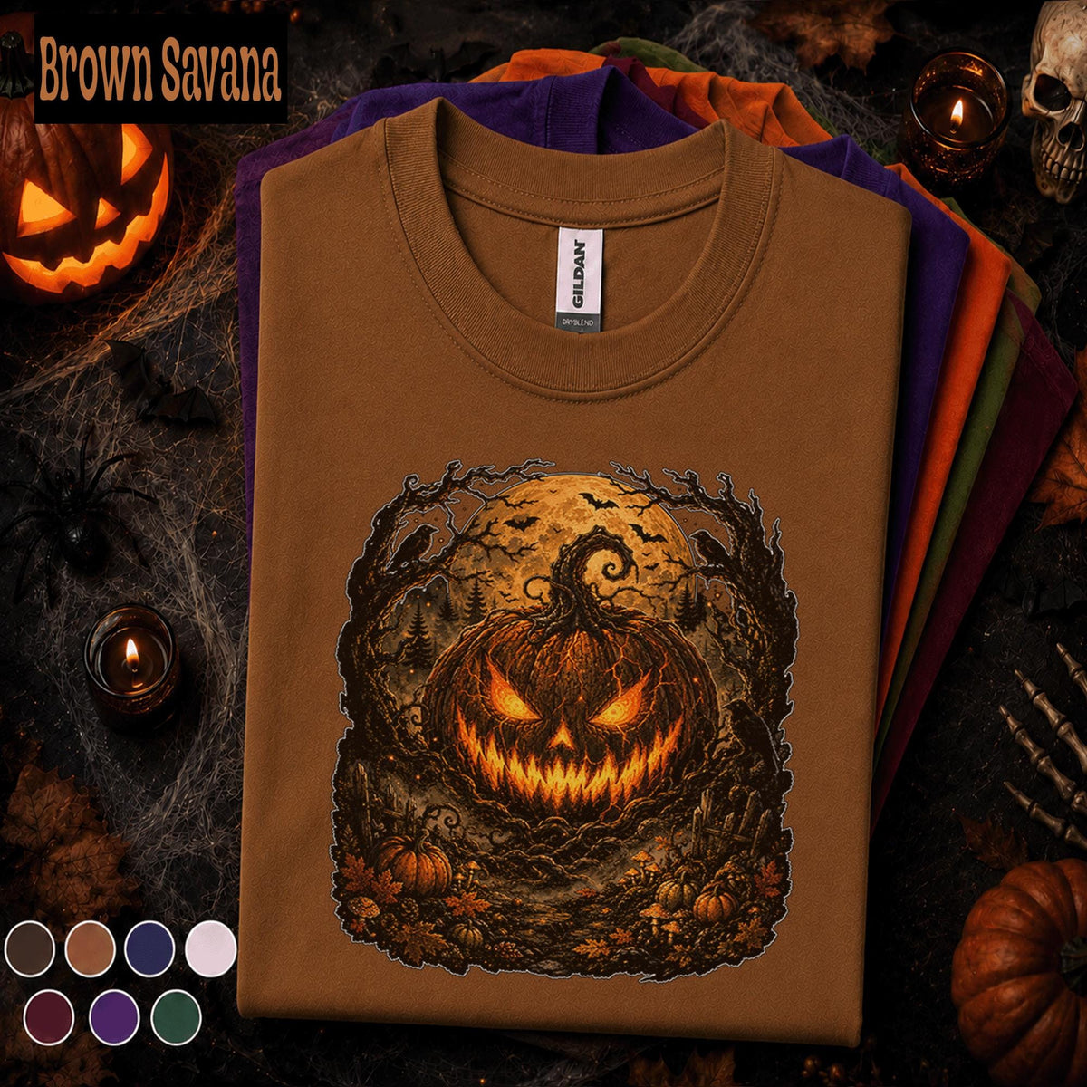 Scary Pumpkin Halloween Shirt, Evil Jack O Lantern Tee, Spooky Full Moon Horror Shirt, Creepy Pumpkin Tee, Halloween Gift for Him