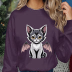 Bat Wing Cat Shirt, Cute Spooky Kitten Bat Wings Tee, Haunted Halloween Cat Lover Costume Top, Women Cat Shirt Girl, Cute Cat Sweatshirt