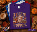 Fallin' for Coffee Shirt, Pumpkin Spice Coffee Lover Tee, Cozy Autumn Coffee Shirt, Fall Aesthetic Sweatshirt, Thanksgiving Gift for Her