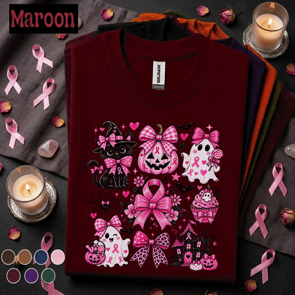 Breast Cancer Awareness Shirt, Pink Halloween Shirt, Pink Ribbon Ghost Tee, Spooky Season Pink Out Shirt, October Awareness Gift Women