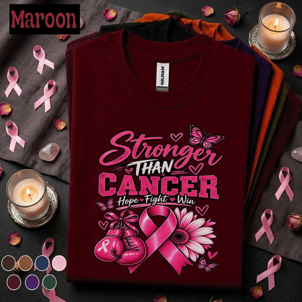 Breast Cancer Awareness Shirt, Stronger Than Cancer Tee, Pink Ribbon Fighter Shirt, Hope Fight Win Gift, October Support Survivor Tee