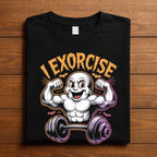 I Exorcise Ghost Shirt, Muscular Ghost Lifting Dumbbell Gym Tee