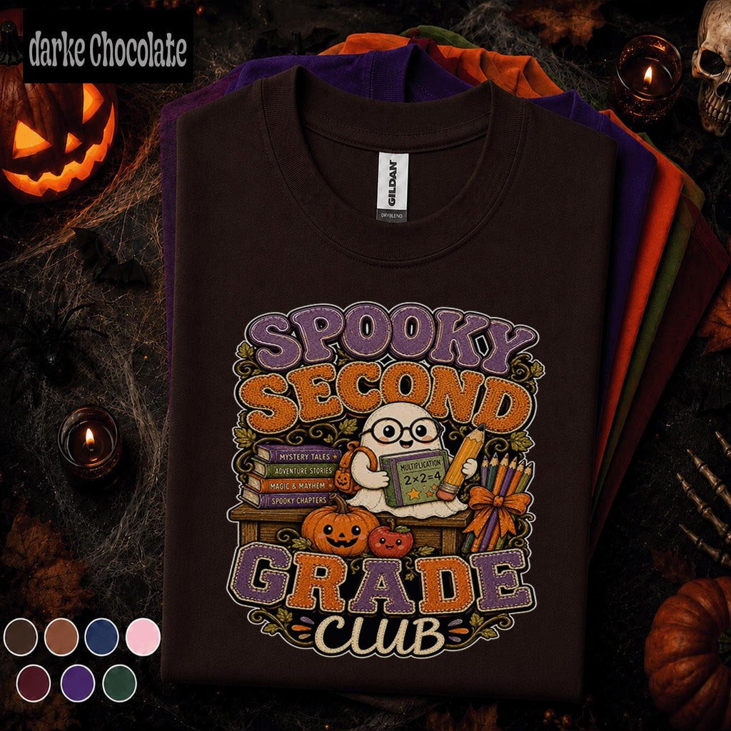 Spooky Second Grade Club Halloween Shirt, 2nd Grade Teacher Tee, Ghost Pumpkin Classroom Shirt, Fall Elementary School Teacher Gift