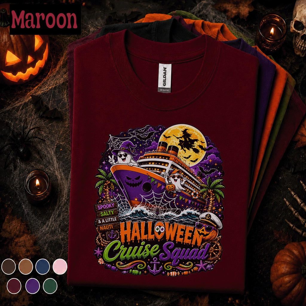 Halloween Cruise Squad Shirt, Spooky Salty Nauti Cruise Tee, Ghost Witch Pumpkin Vacation Shirt, Family Group Halloween Cruise Gift
