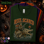 Reel Scared Halloween Fishing Shirt, Skeleton Fisherman Tee, Spooky Angler Gift, Pumpkin Fishing Lure Shirt, Funny Fishing Fall Tee