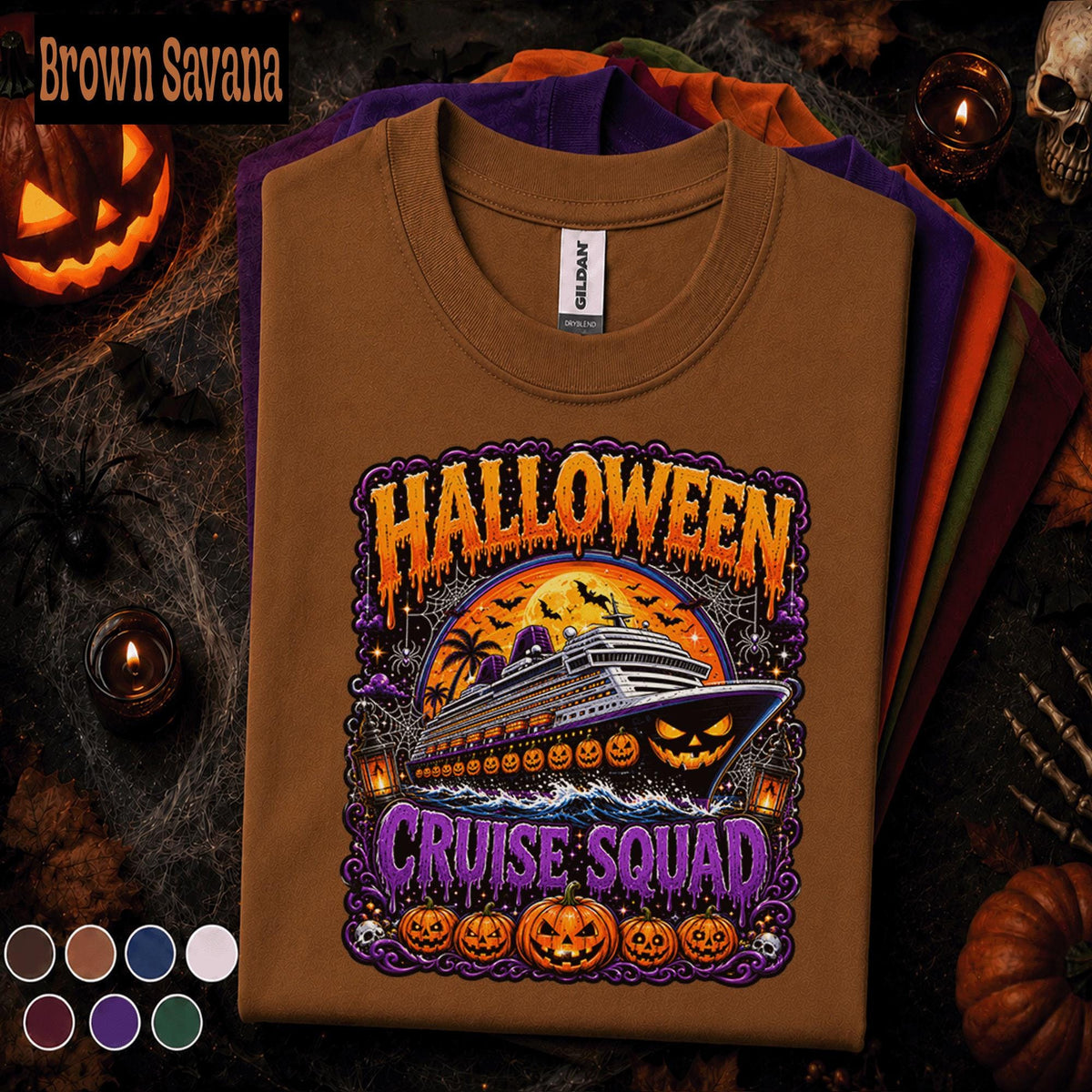 Halloween Cruise Squad Shirt, Spooky Cruise Vacation Tee, Pumpkin Ship Halloween Shirt, Matching Family Group Cruise Trip Gift Tee