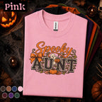 Spooky Aunt Halloween Shirt, Cute Ghost Pumpkin Tee, Retro Auntie Halloween Gift, Fall Spooky Season Shirt, Halloween Family Aunt Tee