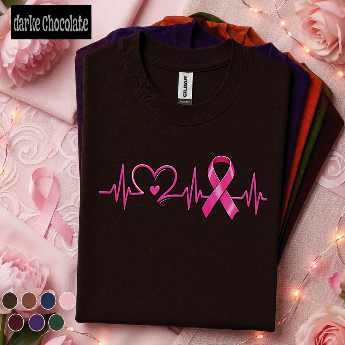 Breast Cancer Awareness Shirt, Pink Ribbon Heartbeat Tee, ECG Heart Pink Out Shirt, October Cancer Support Awareness Gift for Women
