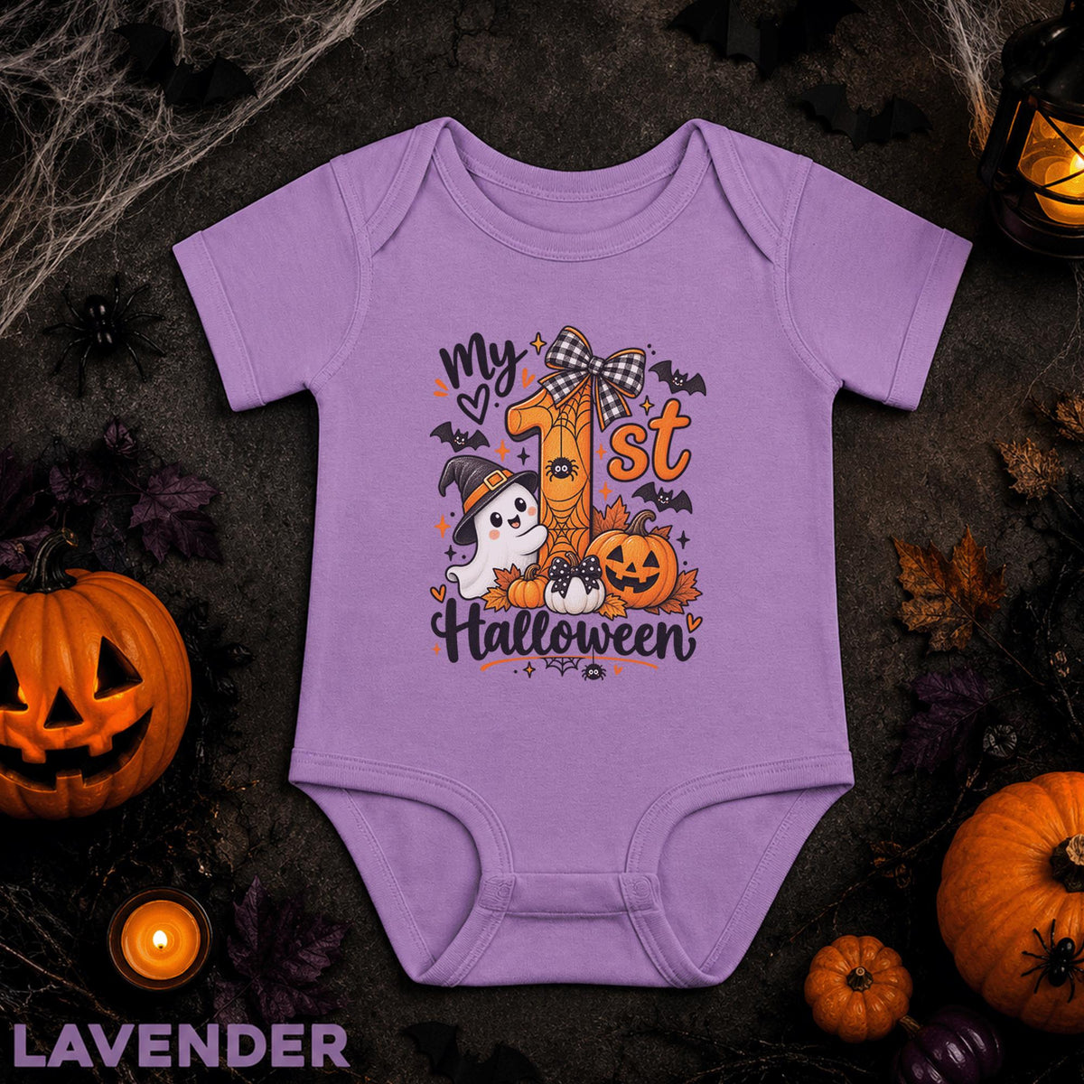 My First Halloween Baby Bodysuit, Cute Ghost Pumpkin Infant Onesie, Witchy Spooky Baby Outfit, First Halloween Gift for Baby Girl