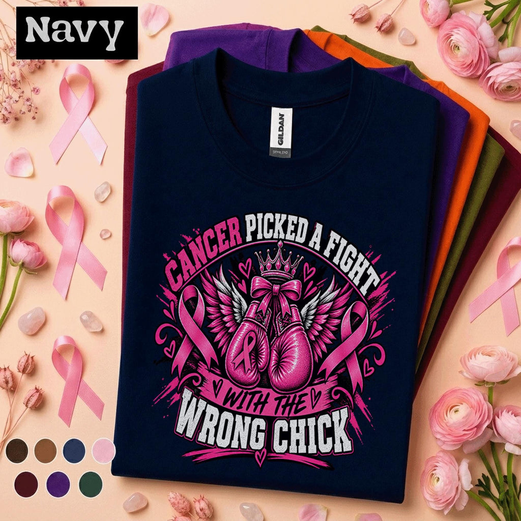 Breast Cancer Awareness Shirt, Cancer Picked a Fight Tee, Wrong Chick Pink Ribbon Shirt, Fighter Survivor Gift, October Support Tee