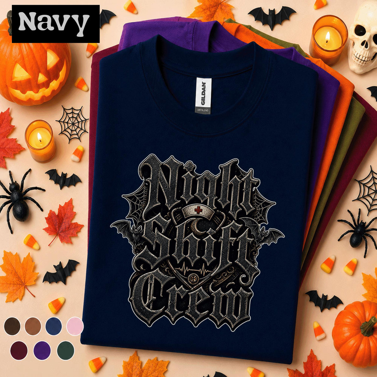 Night Shift Crew Halloween Shirt, Gothic Nurse Tee, Spooky Healthcare Worker Gift, ER Nurse Halloween T Shirt, Medical Staff Costume