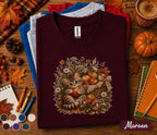 Cute Fall Kitten Shirt, Autumn Cat Apple Basket Tee, Cozy Harvest Cat Lover T-Shirt, Pumpkin Season Gift, Thanksgiving Outfit