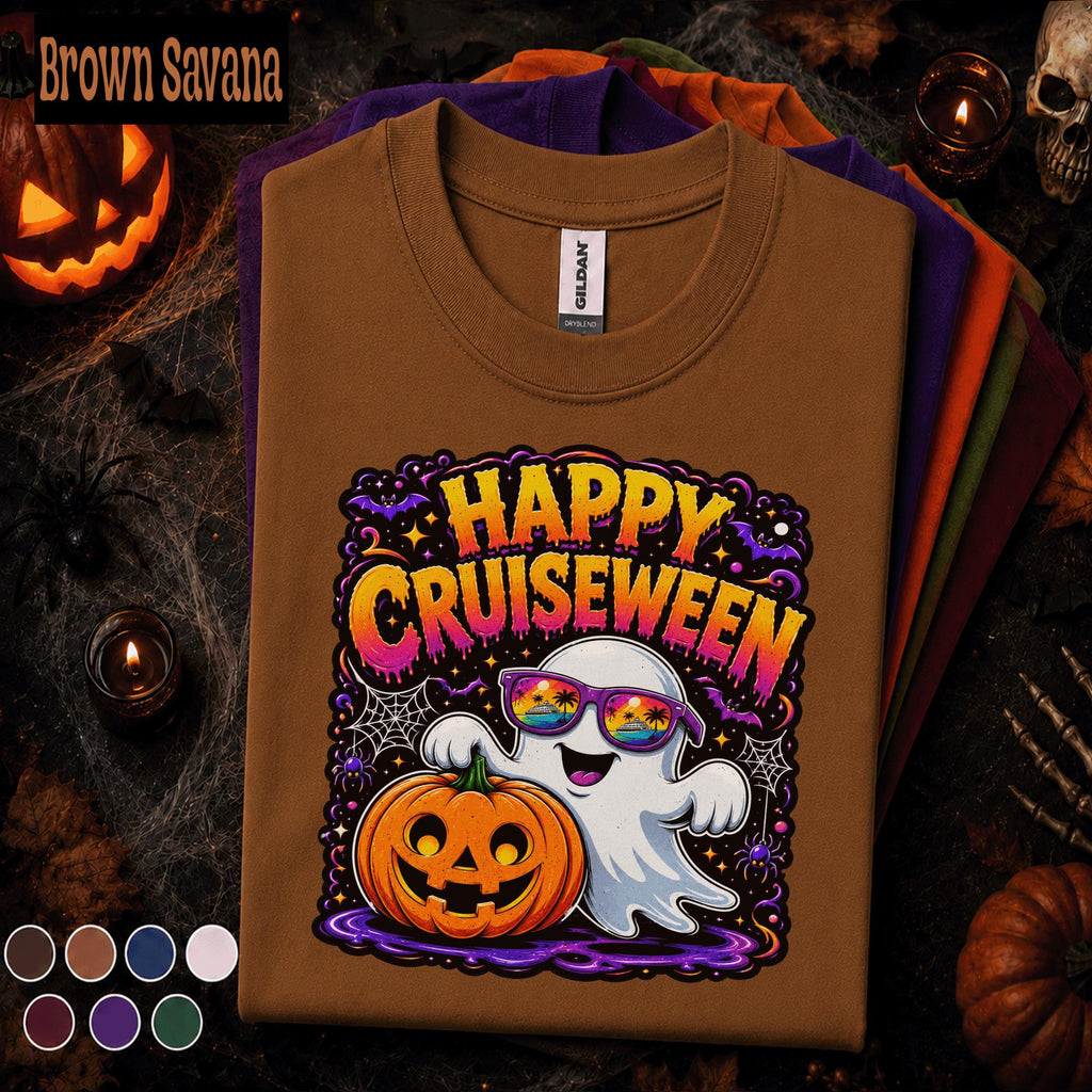 Happy Cruiseween Halloween Shirt, Spooky Cruise Ghost Tee, Pumpkin Cruise Vacation Shirt, Matching Cruise Squad Family Trip Gift Tee