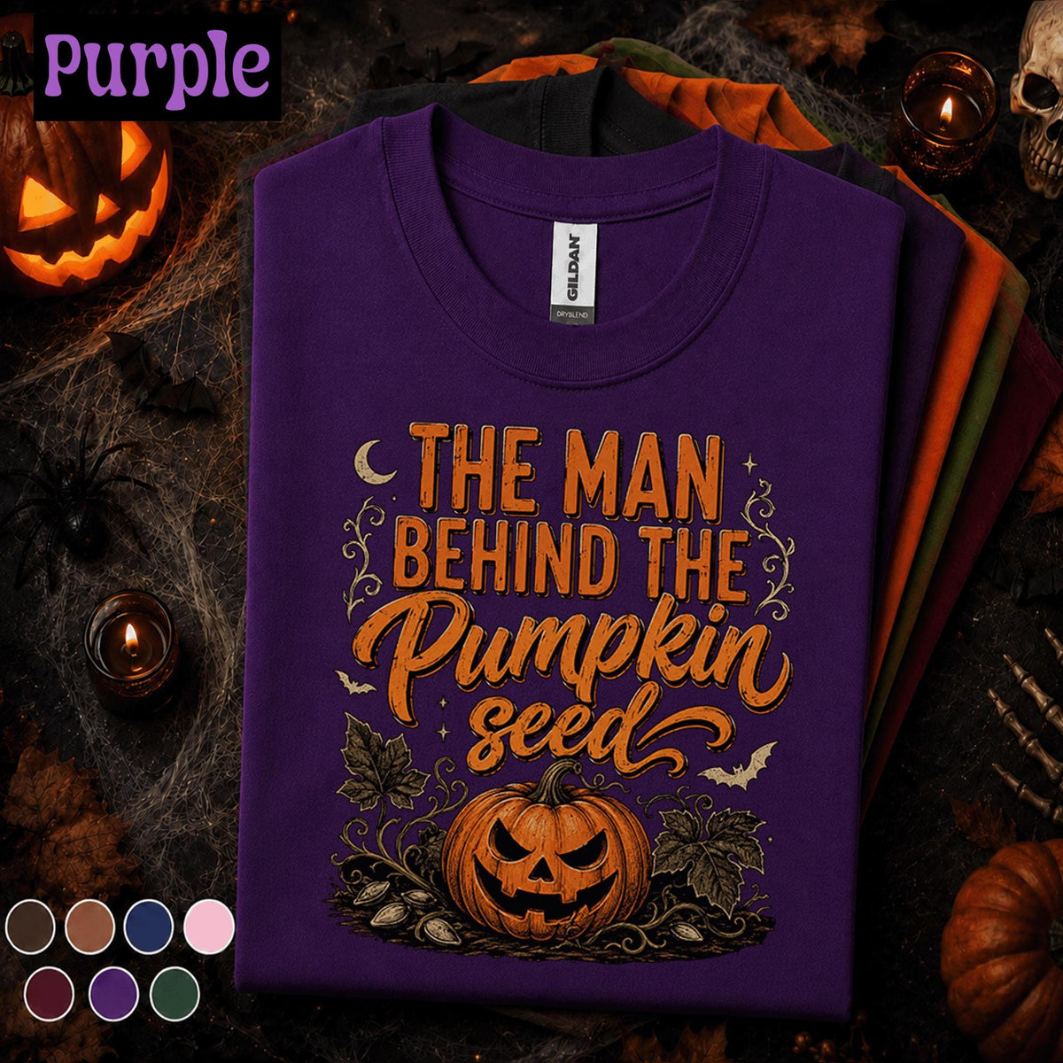 Man Behind The Pumpkin Seed Halloween Shirt, Funny Dad Halloween Tee, Pumpkin Carving Shirt, Spooky Dad Joke Fall Gift for Men
