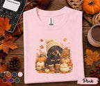 Cute Dachshund Fall Shirt, Cozy Autumn Wiener Dog Pumpkin Tee, Doxie Lover Sweatshirt, Thanksgiving Puppy, Dog Mom Gift, Fall Coffee Shirt