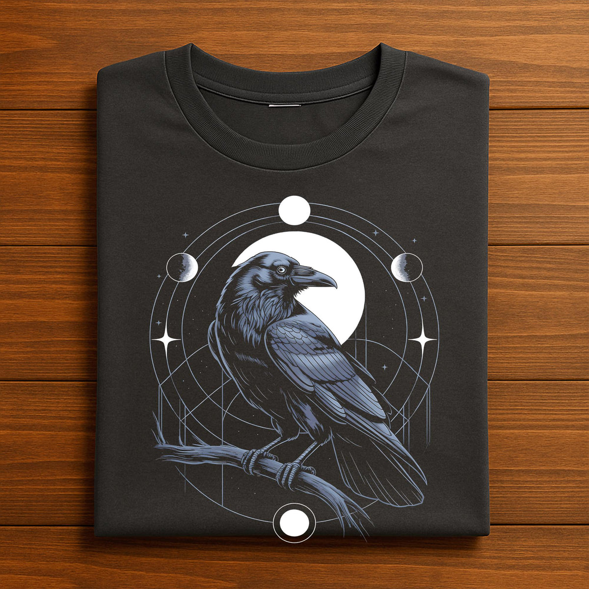 Raven Moon Phase Shirt, Gothic Crow Halloween Tee, Witchy Occult Bird T-Shirt, Cosmic Raven Spirit Animal Shirt, Raven Sweatshirt