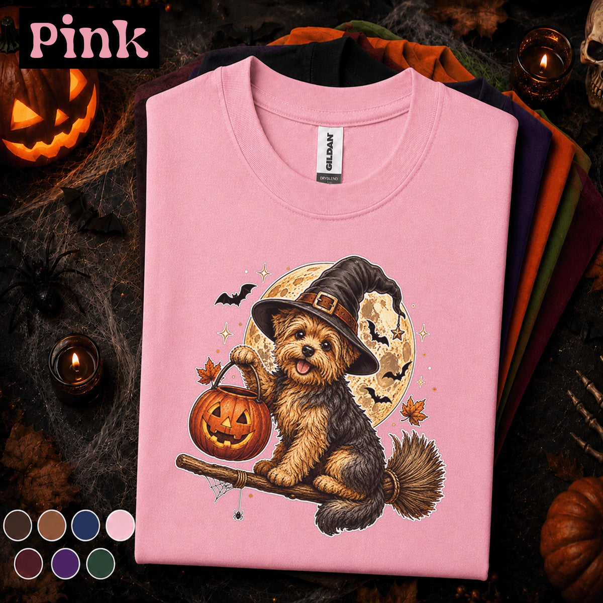 Yorkie Halloween Shirt, Witch Dog Pumpkin Tee, Cute Yorkshire Terrier Halloween Gift, Spooky Dog Mom Shirt, Puppy Tee