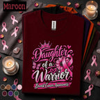 Breast Cancer Awareness Shirt, Daughter of a Warrior Tee, Pink Ribbon Support Shirt, Cancer Fighter Family Gift, Pink October Women Tee