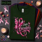 Breast Cancer Survivor Shirt, I'm a Survivor Pink Ribbon Tee, Butterfly Awareness Shirt, Inspirational Warrior Gift for Women Pink October