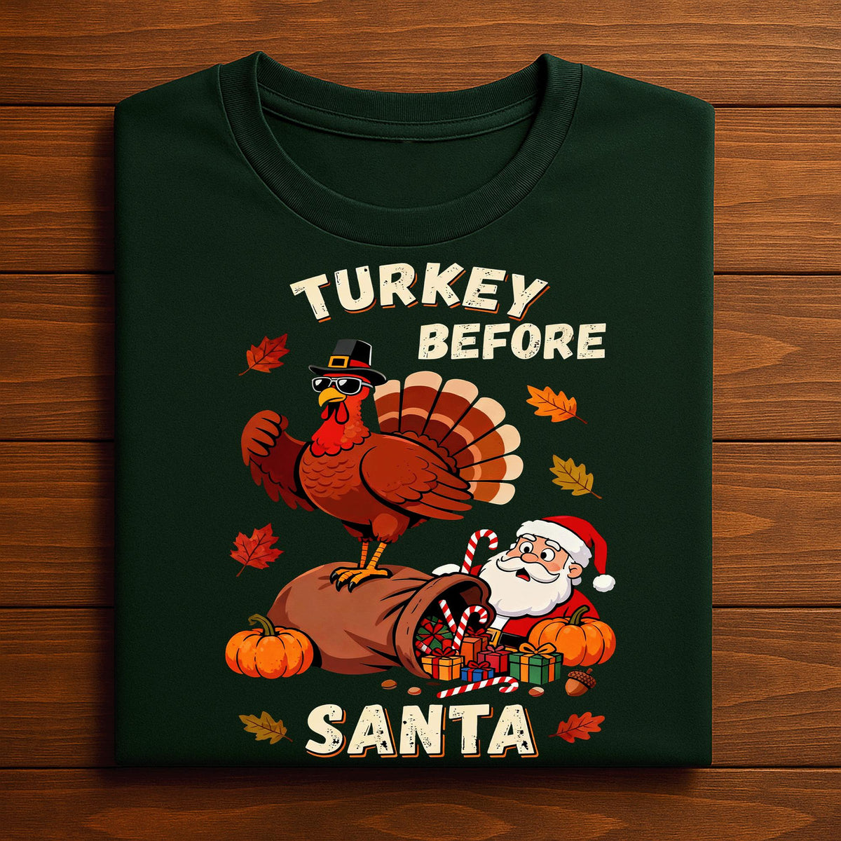 Funny Turkey Before Santa Funny Thanksgiving Shirt Fall Humor Tee Autumn Holiday Outfit for Family Friends, Gift Thanksgiving Sweatshirt