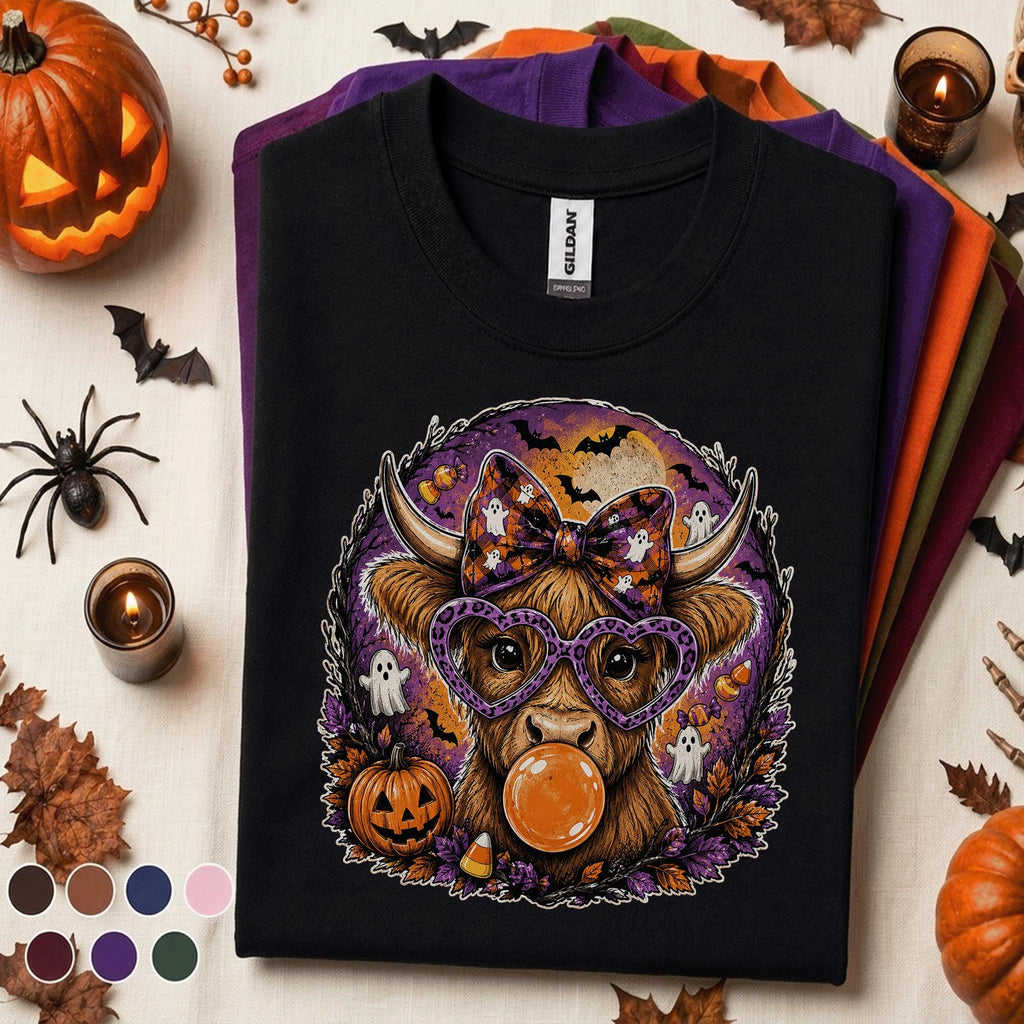 Highland Cow Halloween Shirt, Cute Spooky Cow Tee