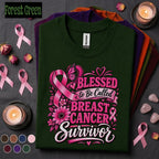 Breast Cancer Survivor Shirt, Blessed to Be Called Survivor Pink Ribbon Tee, Floral Butterfly Awareness Shirt, October Support Gift Women