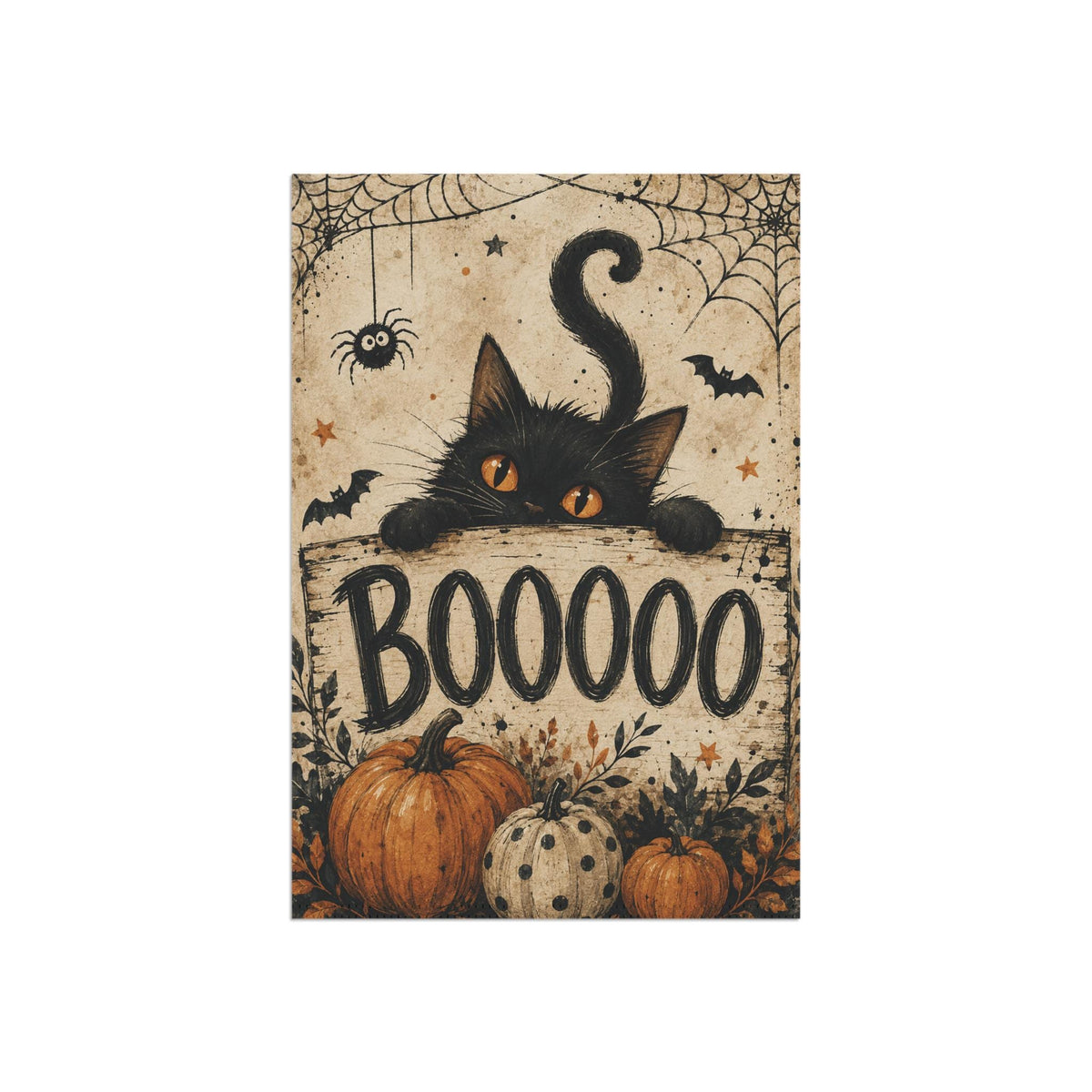 Black Cat Halloween Garden Flag, Boo Pumpkin Yard Decor, Spooky Spider Web Flag, Vintage Farmhouse Halloween Outdoor Porch Decoration