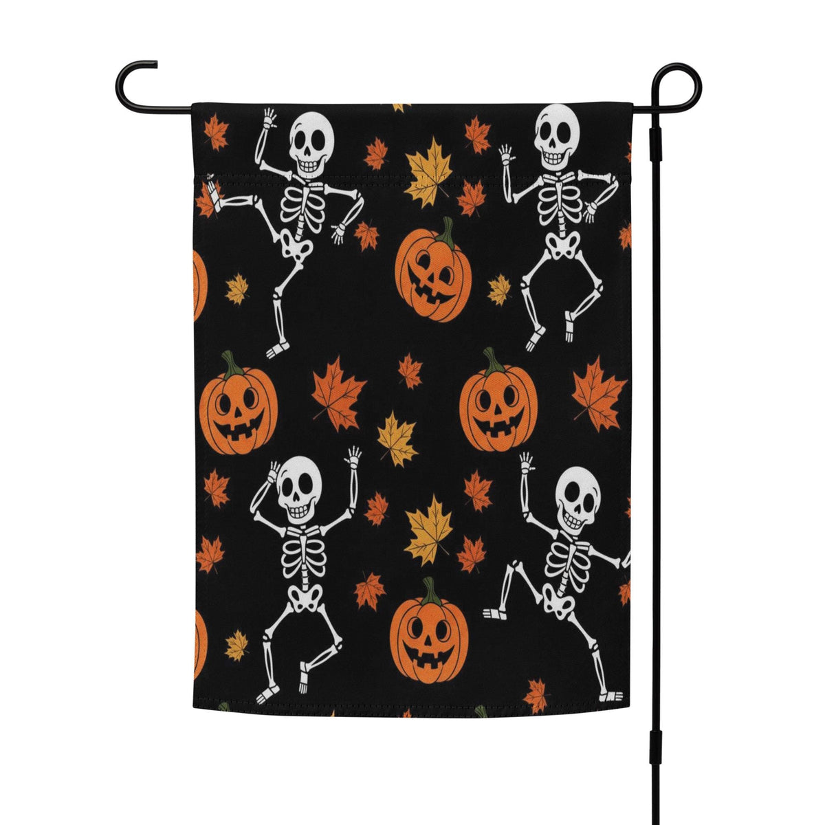 Skeleton Flag Garden, Pumpkin Halloween Decor, Ghoulish Garden Banner, Halloween Garden Flagr, Whimsical Outdoor Decor, Spooky Home Accent