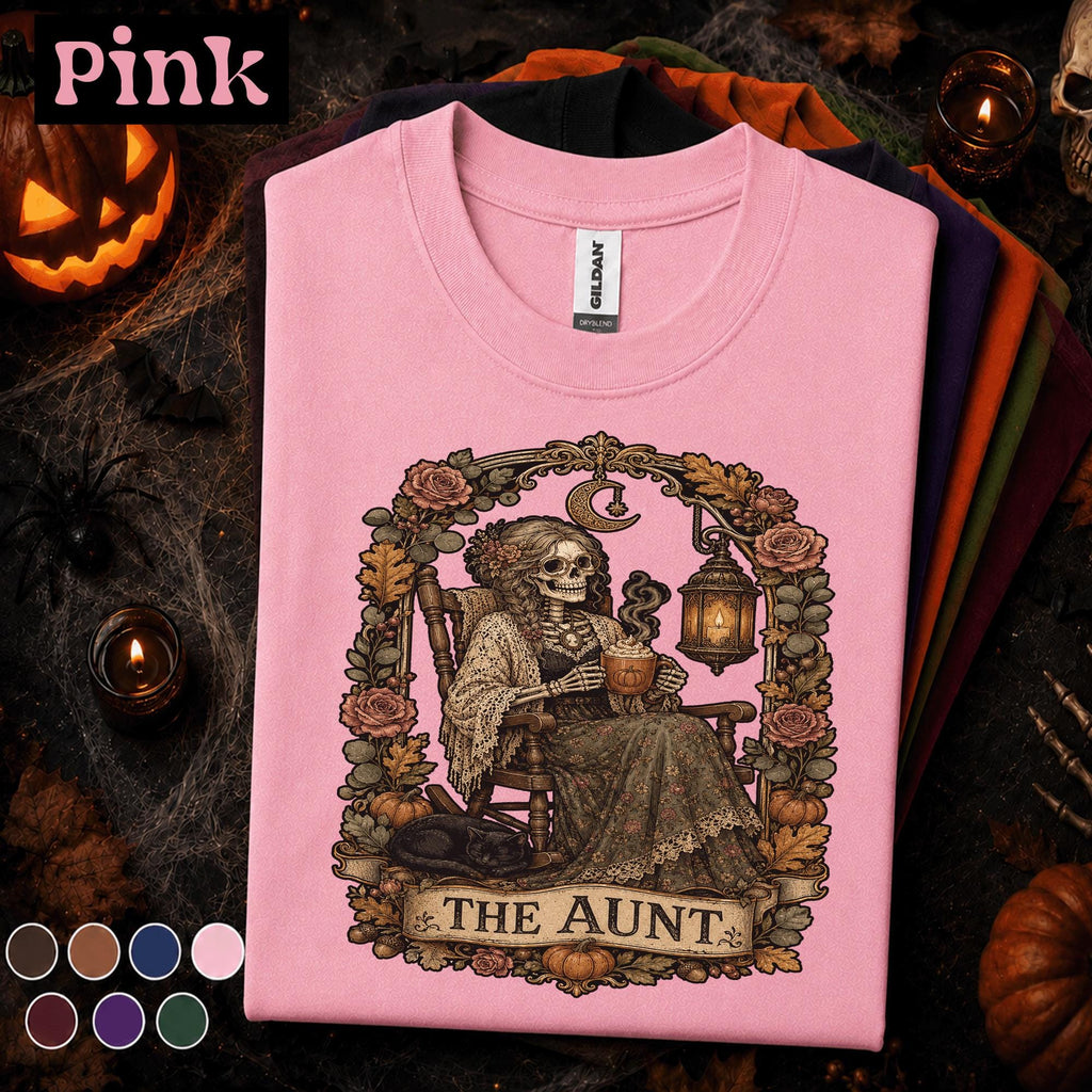 The Aunt Halloween Shirt, Vintage Skeleton Aunt Tee, Gothic Floral Halloween Gift, Spooky Autumn Auntie Shirt, Victorian Skeleton Tee