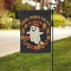 Equal Frights Halloween Garden Flag: Ghost, Pumpkin, Equality Message - Autumn Decor, Equal Frights Halloween Garden Flag