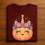 Unicorn Pumpkin Shirt, Cute Halloween Unicorn Tee, Kawaii Pumpkin Face T-Shirt, Pastel Spooky Season Shirt, Women Halloween Shirt For Girl