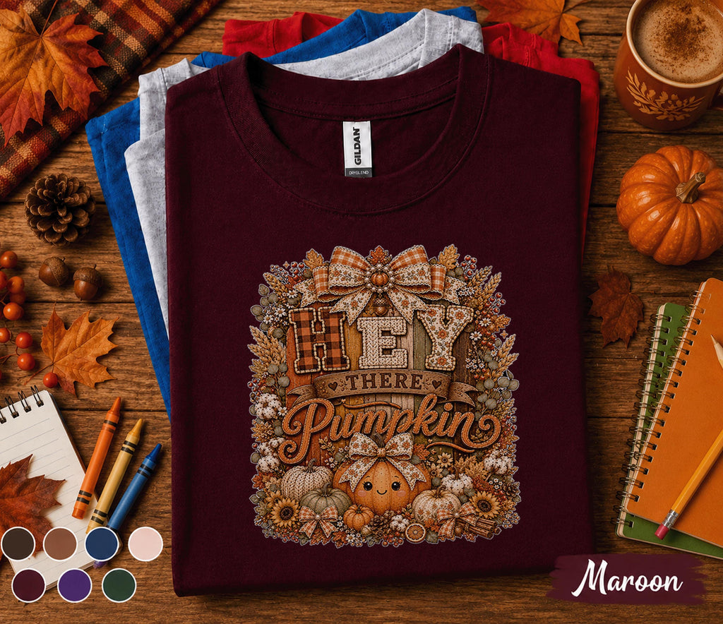 Hey There Pumpkin Shirt Cute Fall Pumpkin Tee Cozy Autumn Shirt Thanksgiving Harvest Festival Pumpkin Patch Lover Gift for Women
