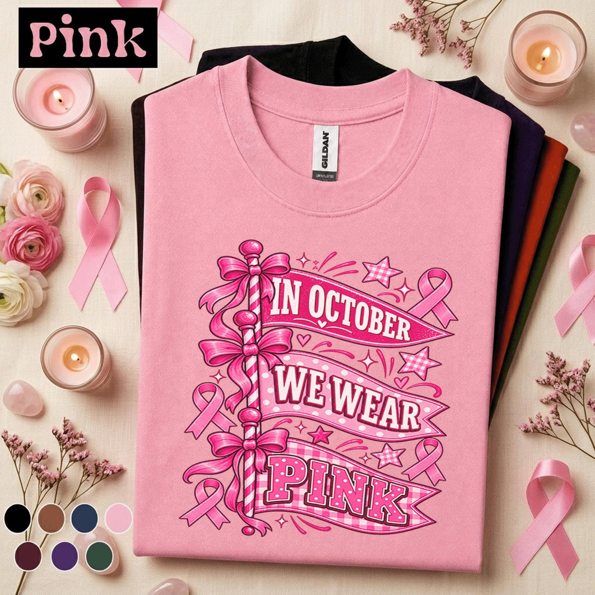 Breast Cancer Awareness Shirt, In October We Wear Pink Tee, Pink Ribbon Shirt, Pink Out October Tee, Breast Cancer Support Gift for Women