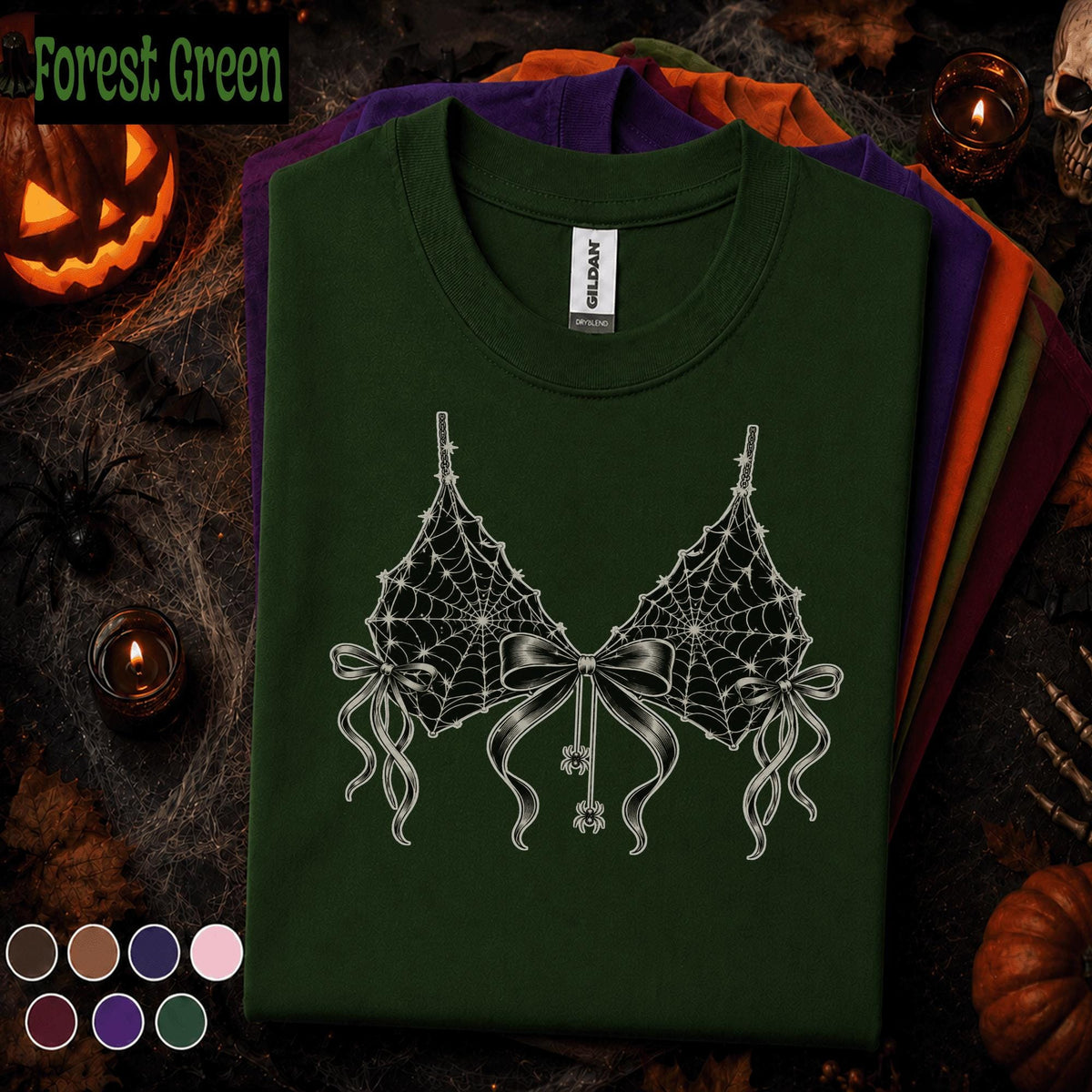 Spider Web Bow Halloween Shirt, Gothic Coquette T Shirt, Spooky Lingerie Tee, Witchy Aesthetic Top, Halloween Gift for Her