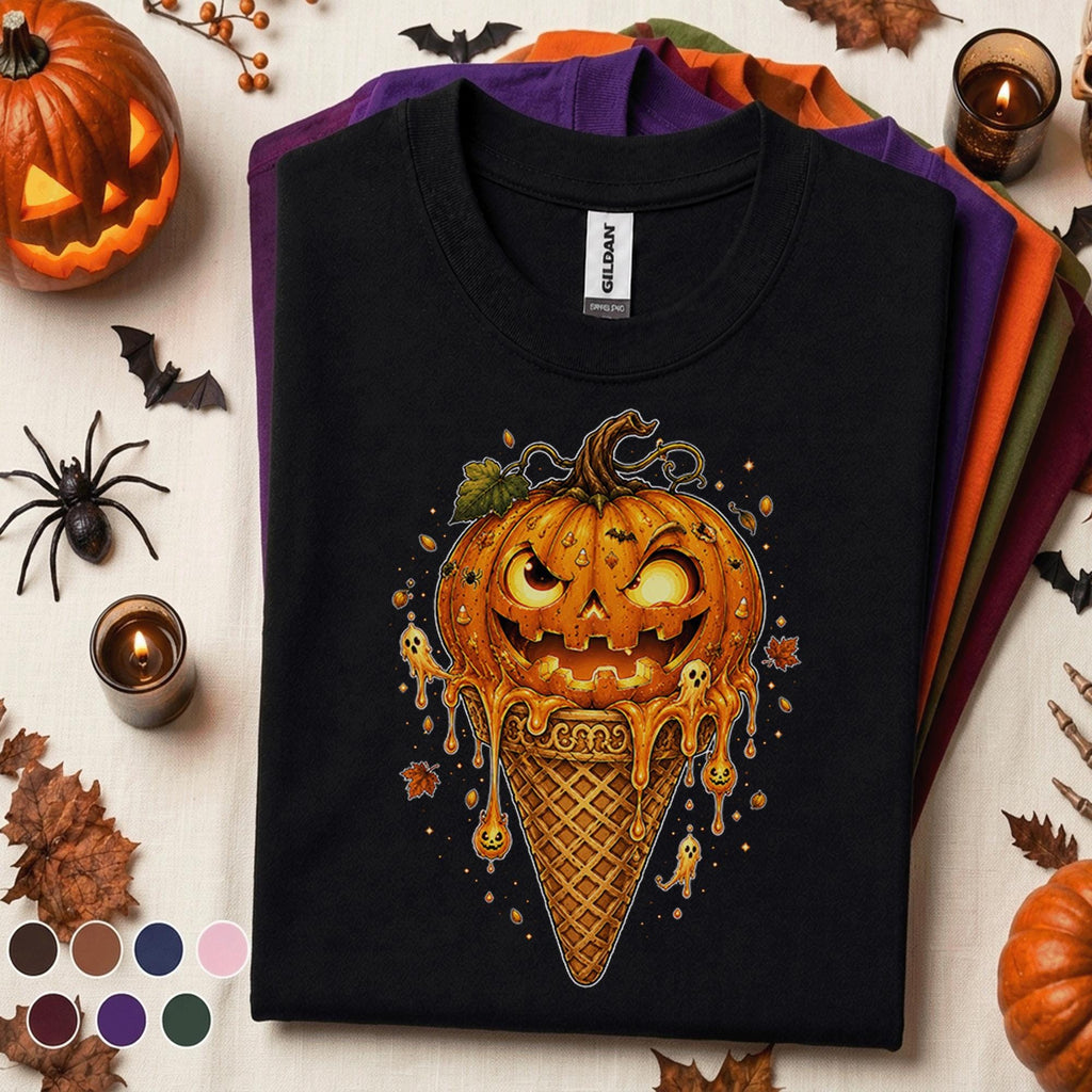 Pumpkin Ice Cream Halloween Shirt, Jack O Lantern Cone Tee