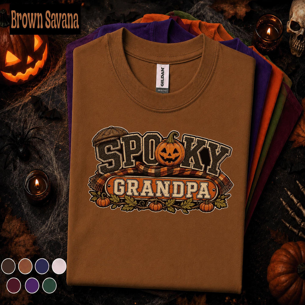 Spooky Grandpa Halloween Shirt, Funny Pumpkin Grandpa Tee, Retro Halloween Grandfather Gift, Fall Family Shirt, Spooky Season Grandpa Tee