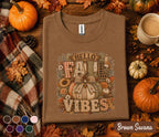 Hello Fall Vibes Shirt, Cozy Autumn Pumpkin Tee, Rustic Thanksgiving Sweatshirt, Plaid Pumpkin Bow Shirt, Cute Harvest Season Gift for Women