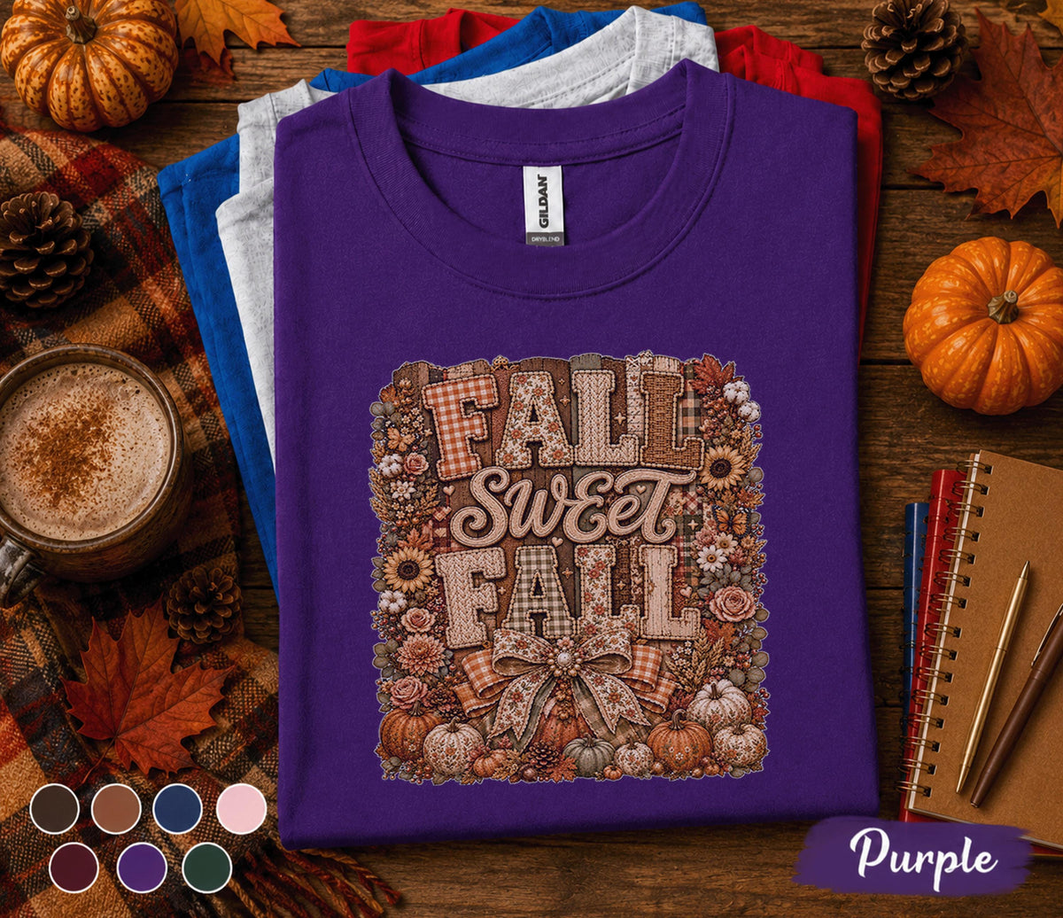 Fall Sweet Fall Shirt, Cozy Autumn Graphic Tee, Pumpkin Patch Shirt, Thanksgiving Shirt, Rustic Fall Leaves Tee, Cute Fall Outfit Gift