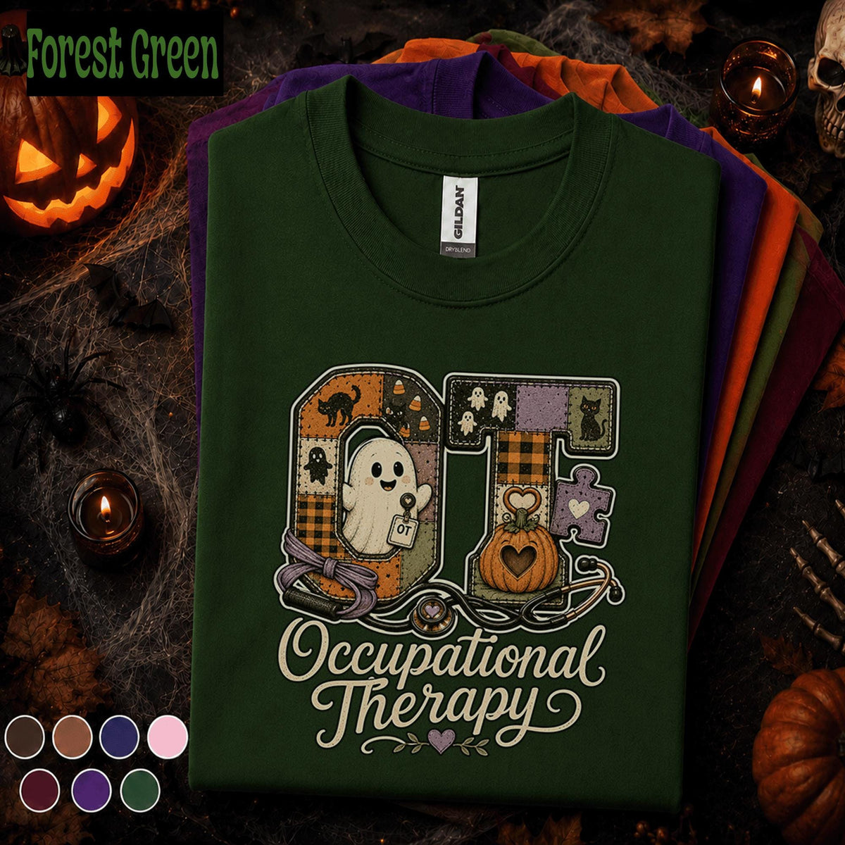 Occupational Therapy Halloween Shirt, Cute Ghost OT Tee, Spooky Pumpkin Therapist Shirt, Occupational Therapist Gift, Halloween OT Crew Tee